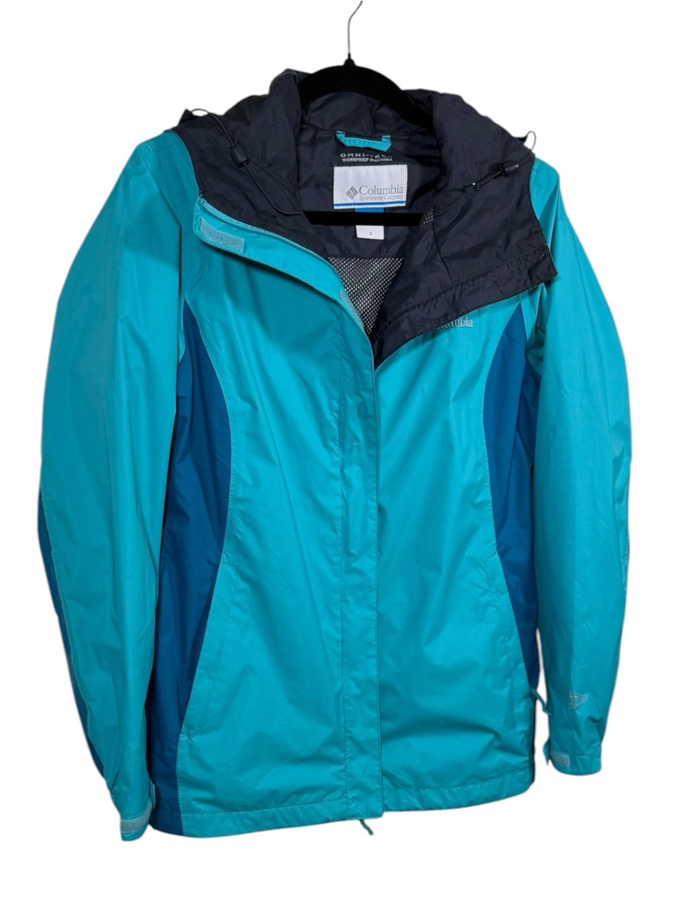 Columbia Women's Omni-Tech Waterproof Jacket Teal Blue Small